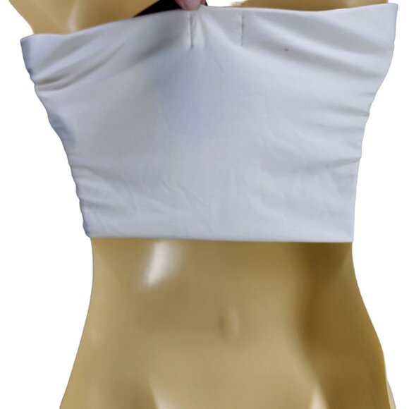 NWT PrettyLittleThing Helsa‎ Cream Slinky Bandeau Crop Top Women's Size 4 NEW - Picture 5 of 13
